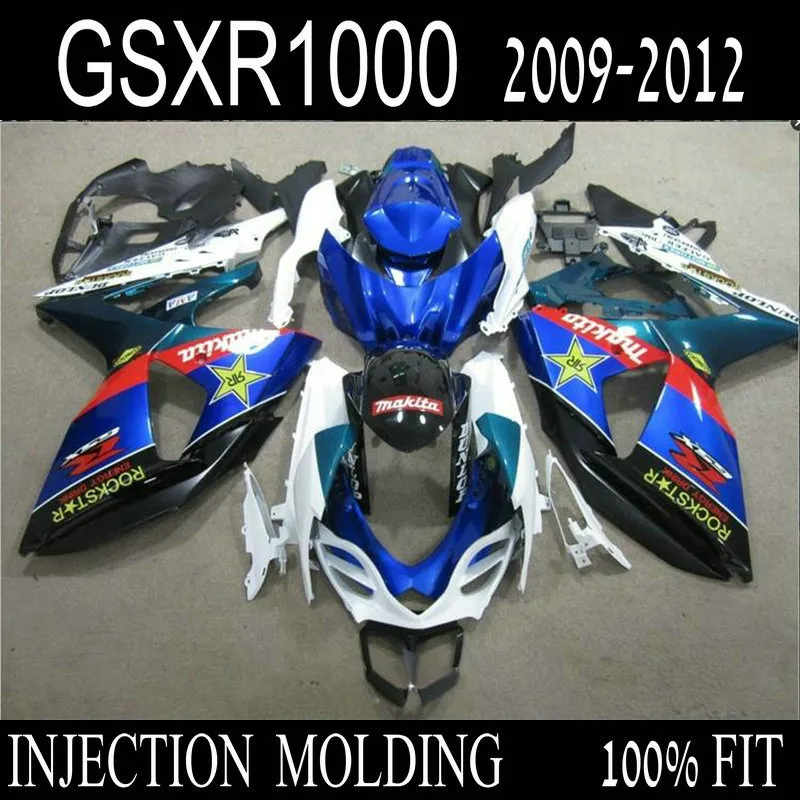 Mold wtryskowy ABS Plastikowy Zestaw do zwalczania dla Suzuki GSXR1000 09 10 11 12 Błękitne białe motocyklowe wróżki Zestaw GSXR 1000 2009-2012 IT43