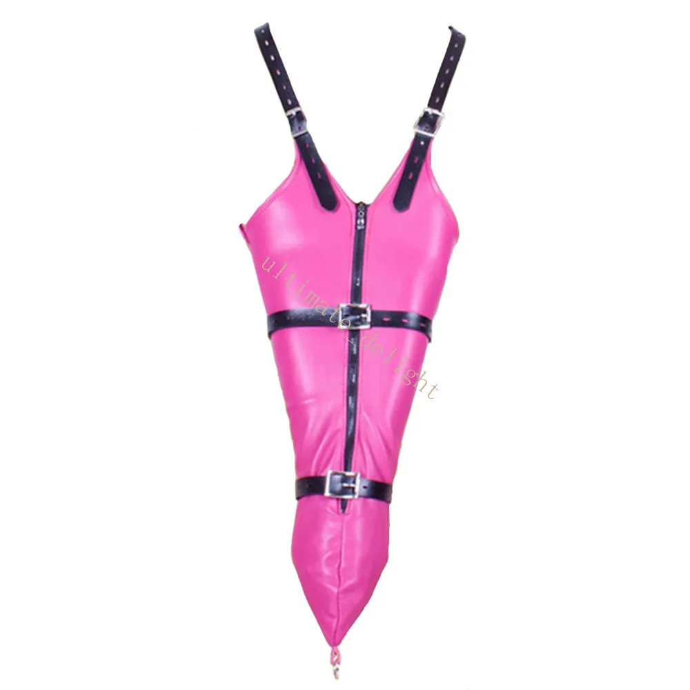 Leather Arms Restraints BagZipper Style With Lockable Adjustable Belt Hands Bondage Kit Fetish