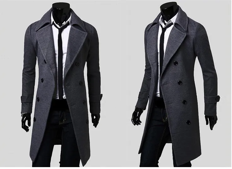 Mens Designer Roupas Trench Coats Frete Grátis Moda Inverno Único Breasted Cashmere Jaqueta Casacos Homens Casaco Casacos