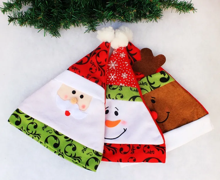 Hurtownie Christmas Hats Caps 6 sztuk / partia Najlepsza Jakość Miękkie Pluszowe Dorosłych Dzieci Snowman Santa Claus Deer Cap Christmas Gif Hats Party Supplies