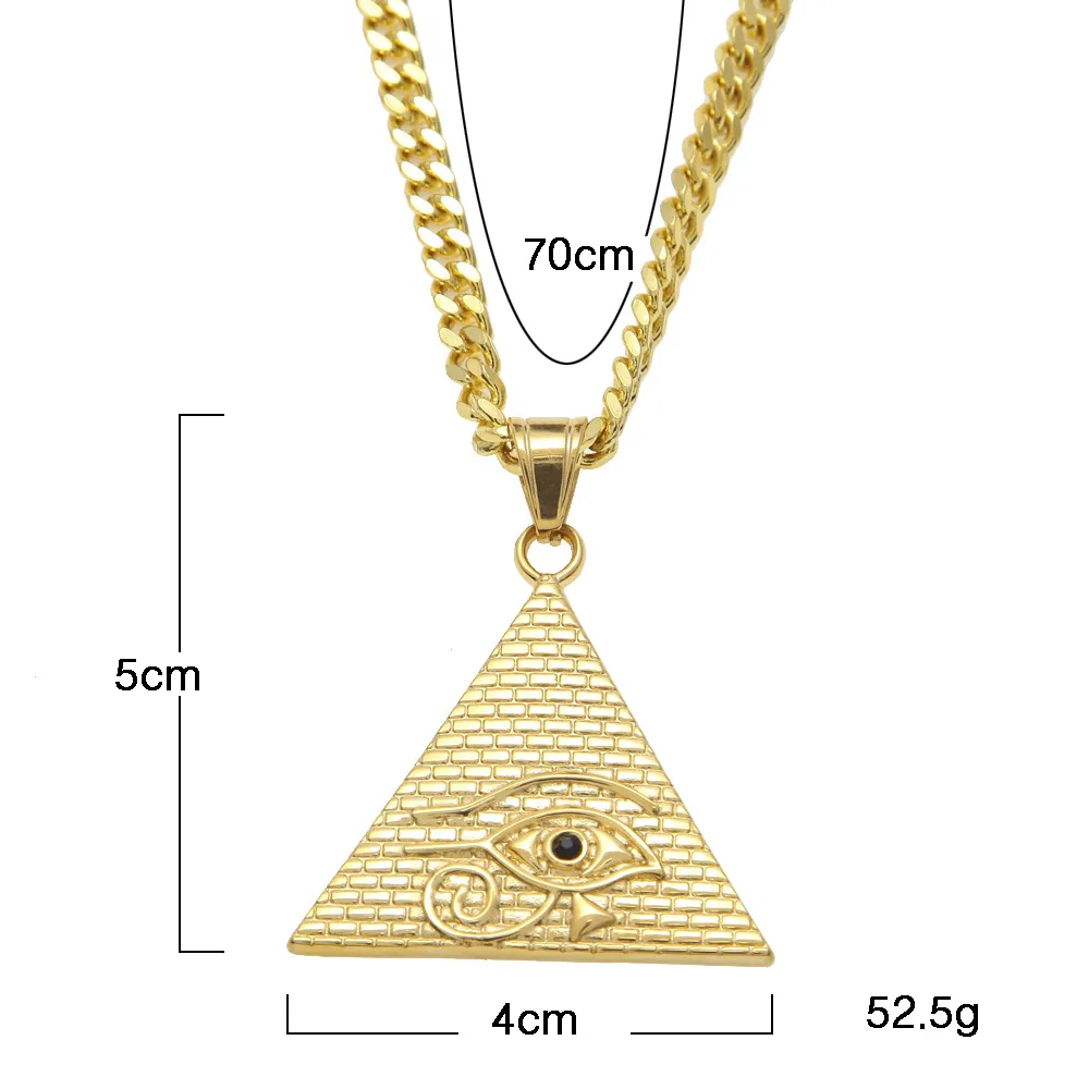 Nuovo arrivo Oro Illuminati Eye Of Horus Piramide egizia con catena uomo / donna Collana con ciondolo Gioielli Hip Hop