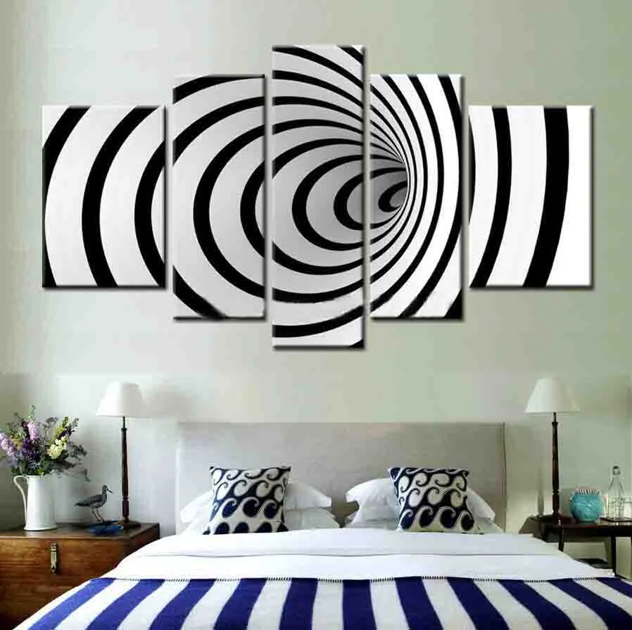 Decorazione senza cornice Design MODERNO dipinti murali in bianco e nero su tela linee uniche pop art6212985