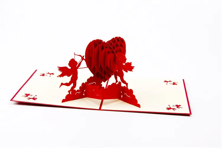 Creative Valentine's Day Heart Wenskaarten 3D Pop-up Kirigami Origami Huwelijksuitnodigingen Feestelijke feestartikelen