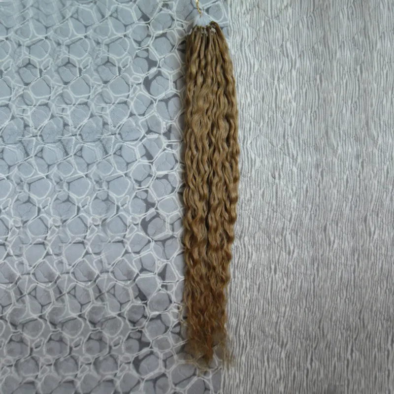 Brazilian virgin hair honey blonde curly micro bead hair extensions 100g micro ring human hair extensions 1g/s 100s micro loop 1g curly