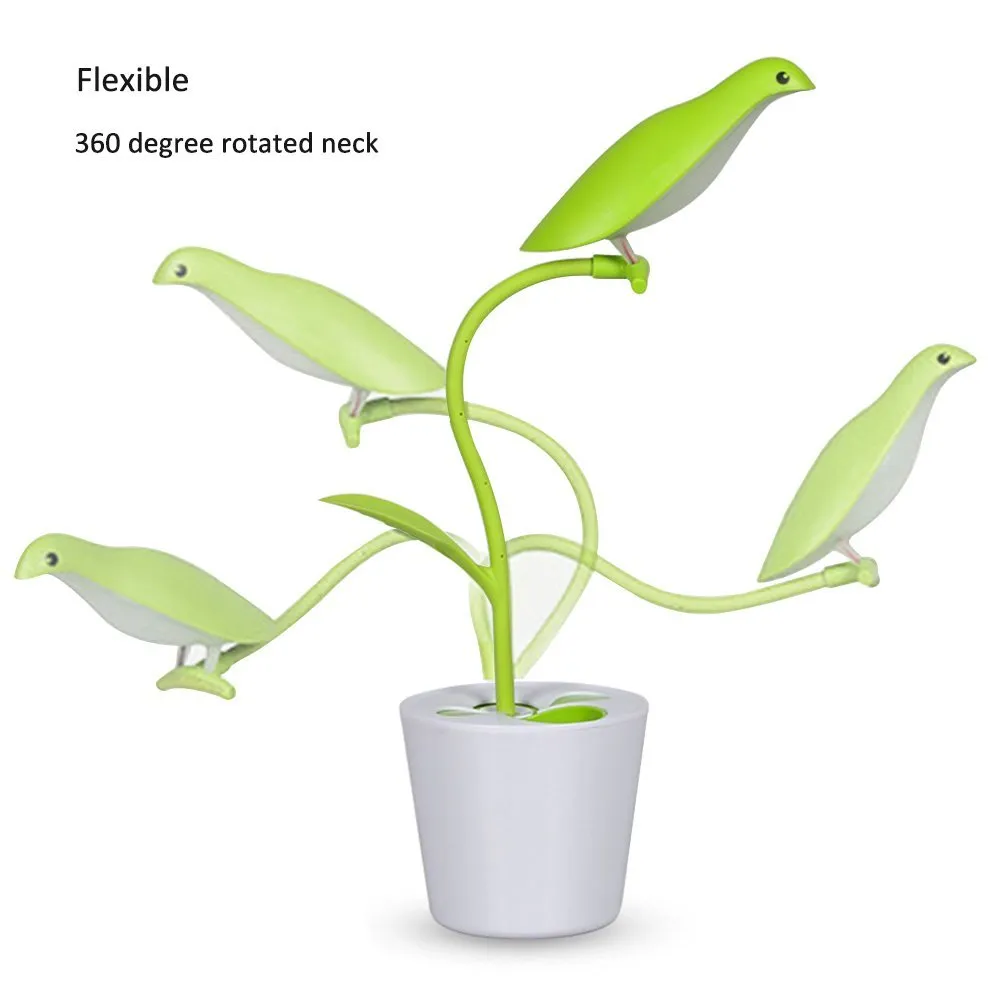 LED -tafellampen Creatief Lovely Bird Novely Gift bureaulantaarns Dimbare 360 ​​graden aanpassing met USB DC5V 500MA Lithium Battery