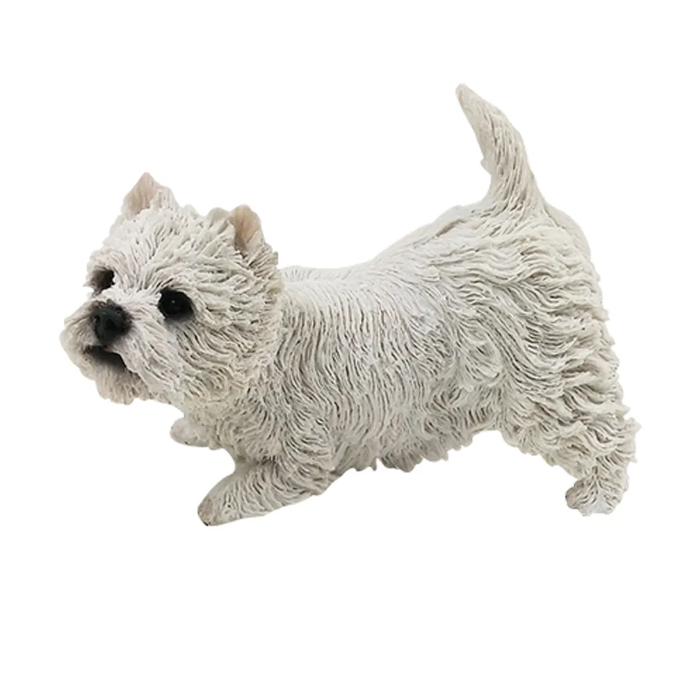 West Highland White Decor Terrier Dog Estatueta Resina Estátua Animal Decoração Decoração de Estatuetas para Brinquedo De Carro
