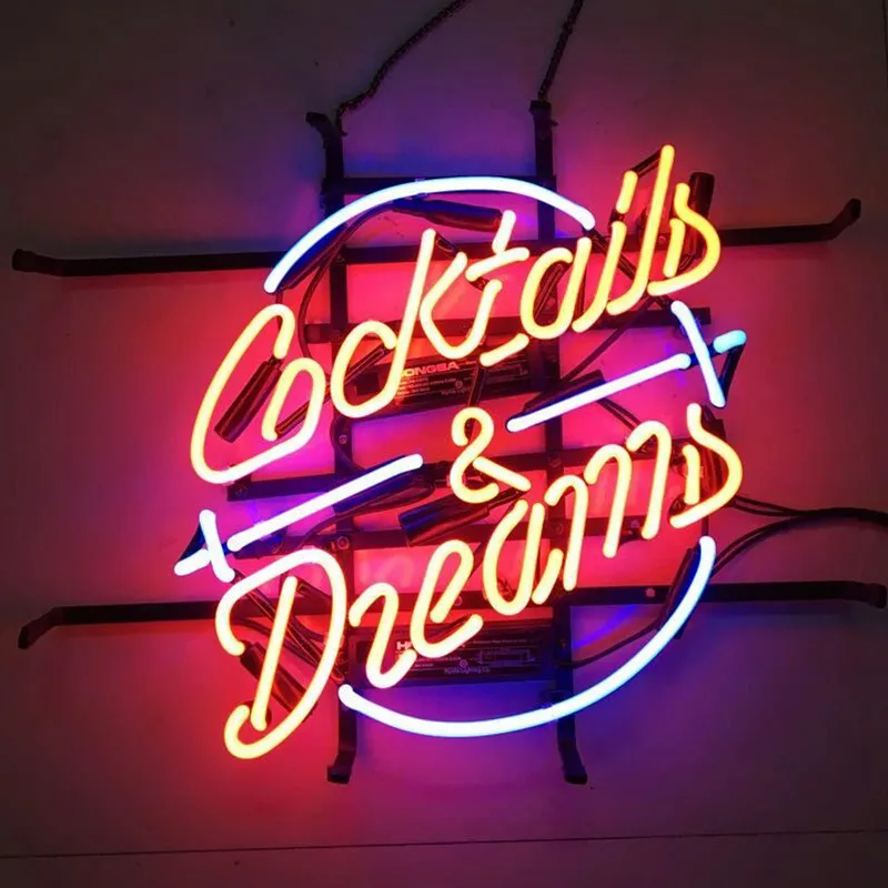 New Cocktails And Dreams Neon Sign Beer Bar Pub Gift Light 17"x14" 