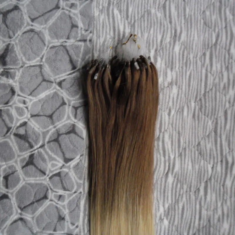 Ombre Micro Loop Easy Rings / Grânulos Extensões de Cabelo 1G 100G 6/613 Loira Human Head Micro Bead Extensões