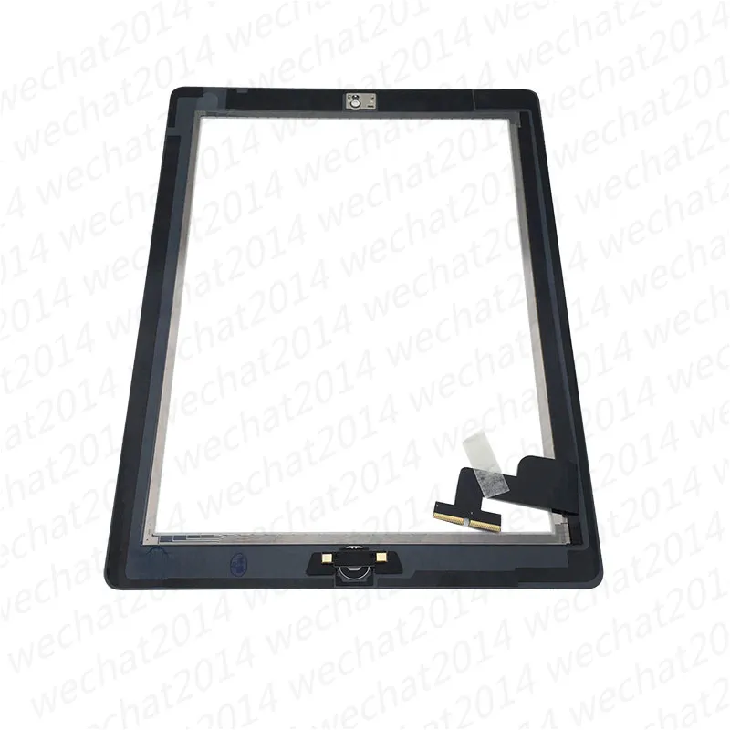 Panneau de verre à écran tactile avec adhésif de boutons de numériseur pour iPad 2 3 4 noir et blanc