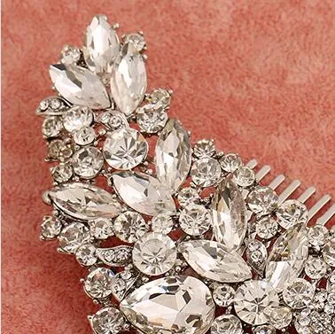 Fashion Bridal Wedding Tiaras Stunning Rhinestone Fine Comb Bridal Jewelry Accessories Crystal Hair Brush 