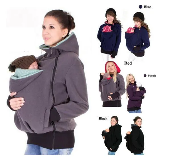 Gravid bärsele Baby Hållare Jacka Mother Kangaroo Hoodies