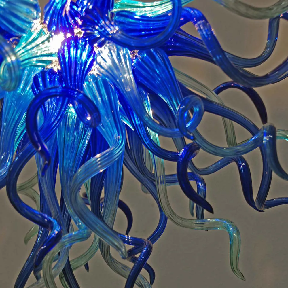 Lampa Mini sypialnia/kuchnia kobaltowy niebieski kolor ręcznie dmuchanego szkła artystycznego żyrandole oświetlenie wisiorek led lampy żyrandol