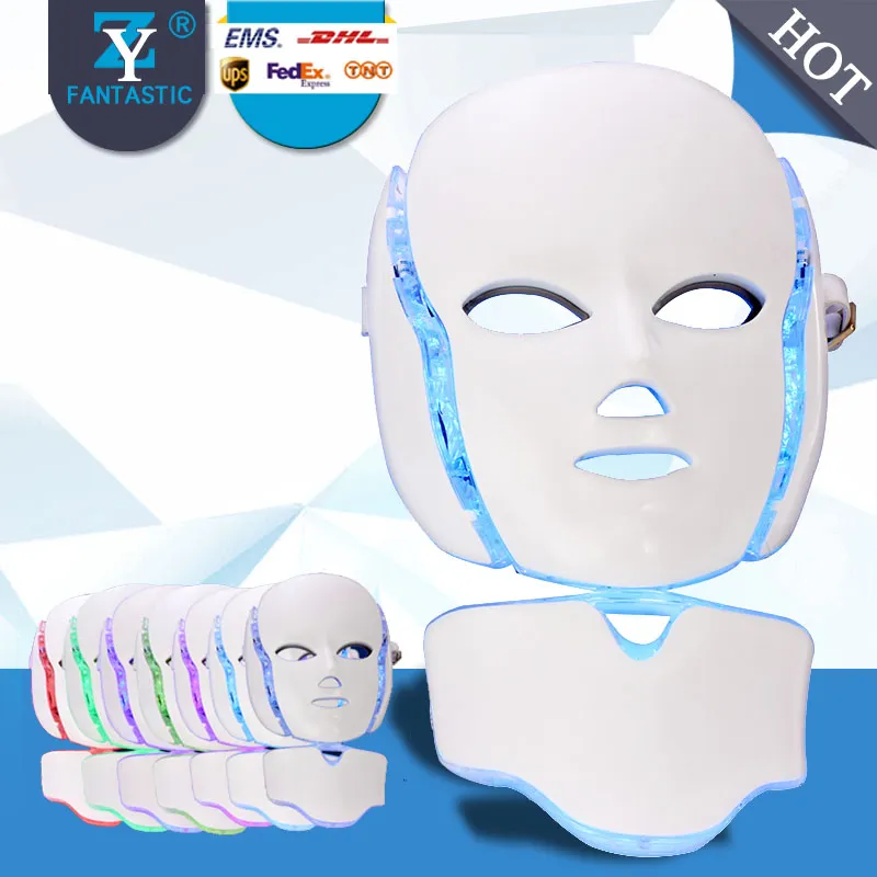 2017 Popularne 7 kolorów LED Light PDT Photon Therapy Skin Whiteen Skin Odmłodzenia Pielęgnacja skóry Face Neck Mask Urządzenie kosmetyczne