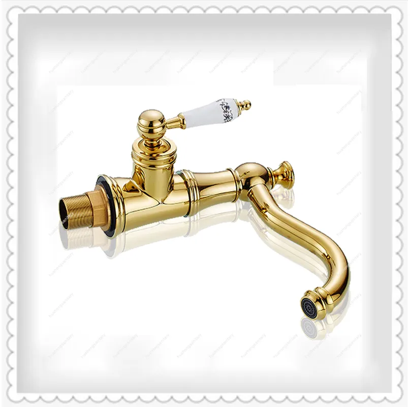 Wholesale And Retail Long Spout Quality Bathroom Sink Faucet With Brass Golden Single Handle Single Hole / Luxury Bathroom Mixer Tap Sale