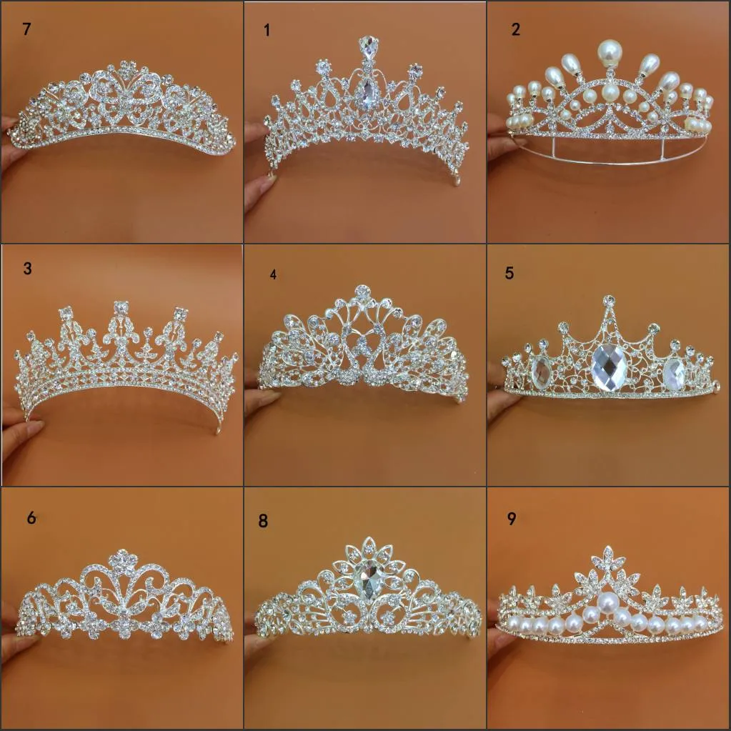 New Arrival Luxury Different Types Wedding Tiaras Diamond Cryatal Empire Crown Bridal Headband For Bride Hair Jewelry Party Accessories