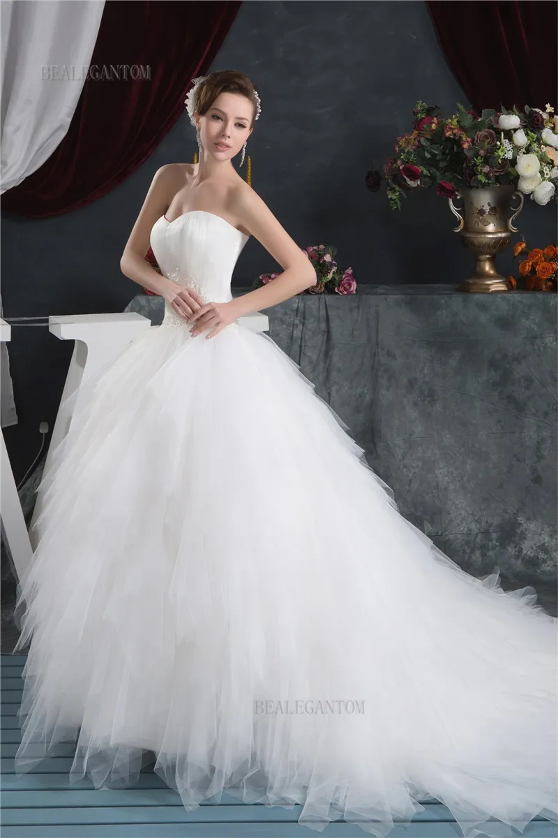 2017 новые элегантные милая органза свадебные платья бальное платье аппликации из бисера плюс размер свадьба свадебные платья BM51