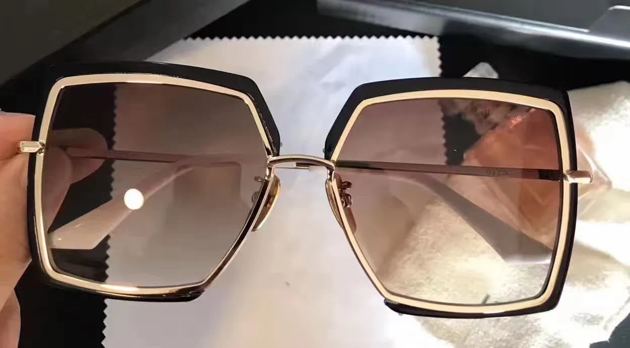 Sqaure NARCISSUS Solglasögon Guld Svart Brun Gradient Len Sonnenbrille occhiali da sole Metall Solglasögon dam Nytt med fodral