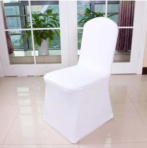Vendita calda, fodera per sedia elasticizzata in spandex avorio/nero/bianco in Lycra per decorazioni per hotel per feste di banchetti nuziali