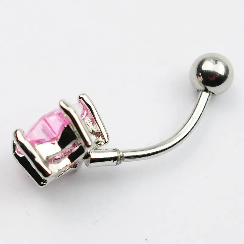 YYJFF D0293   pink belly ring nice star style with piercing jewelry navel body