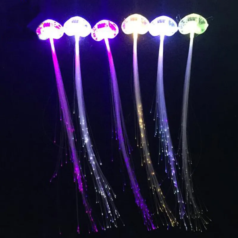 Glow Blinking Hair Clip Flash LED Braid Show Party Decoration Colorful Luminous Braid Optical Fiber Wire Hairpin