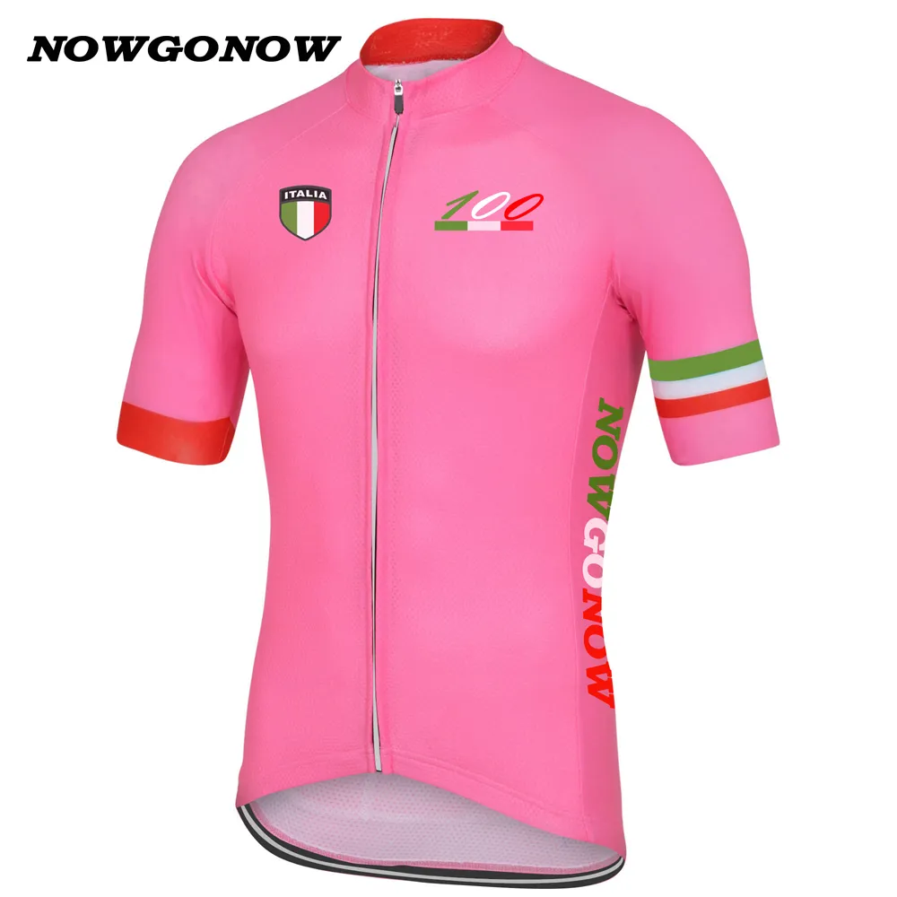 NOWGONOW equipe dos homens 2017 camisa de ciclismo pink rose líder tour de itália campeão roupas desgaste da bicicleta bandeira estilo pro corrida equitação mtb estrada