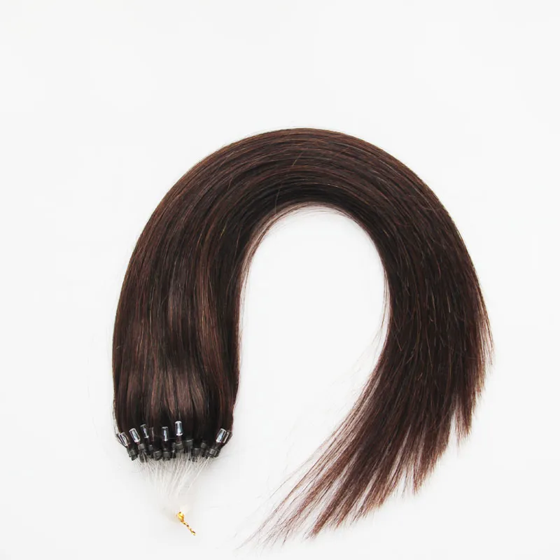 2 Extensões de cabelo humano de micro loop marrom mais escuro 50g links de anel de loop remy reto 100 cabelos reais 50 fios7136405