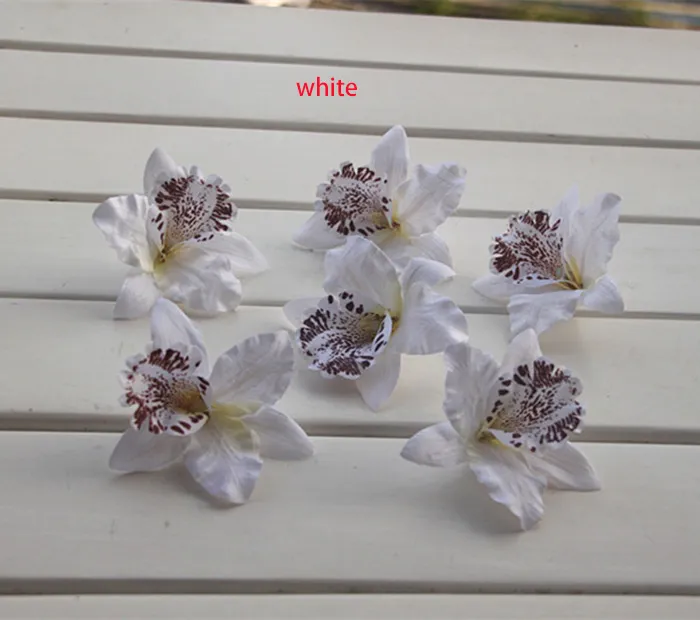 8 cm / 3.15 inch diameter 30moq kunstmatige Thailand orchidee bloem hoofd gebruikt voor bruiloft auto / muur / hoed / haar tuin ornament headflower klein