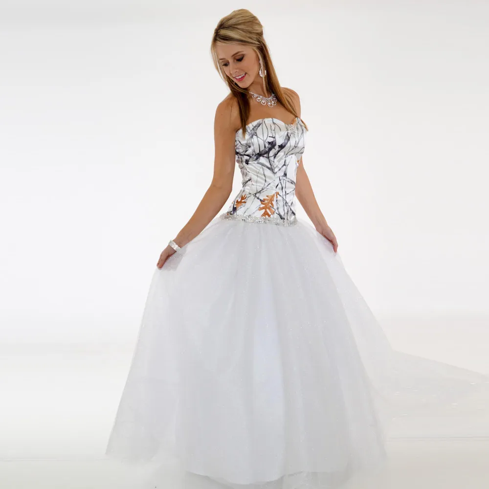 Simple camo shop wedding dresses