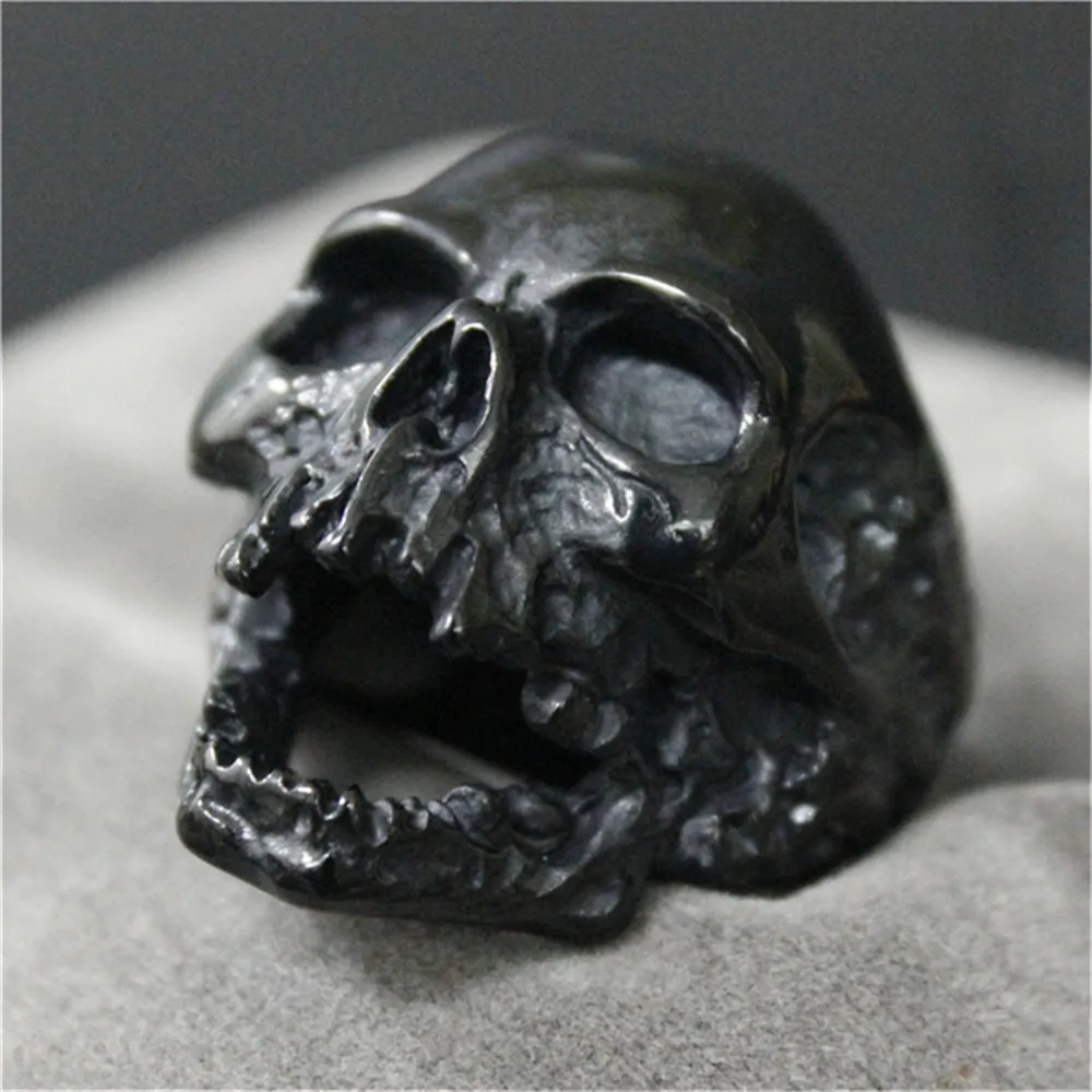 New Size 7-15 Cool Big Biker Skull Ring 316L Stainless Steel Fashion jewelry Men Walking Dead Skull Ring