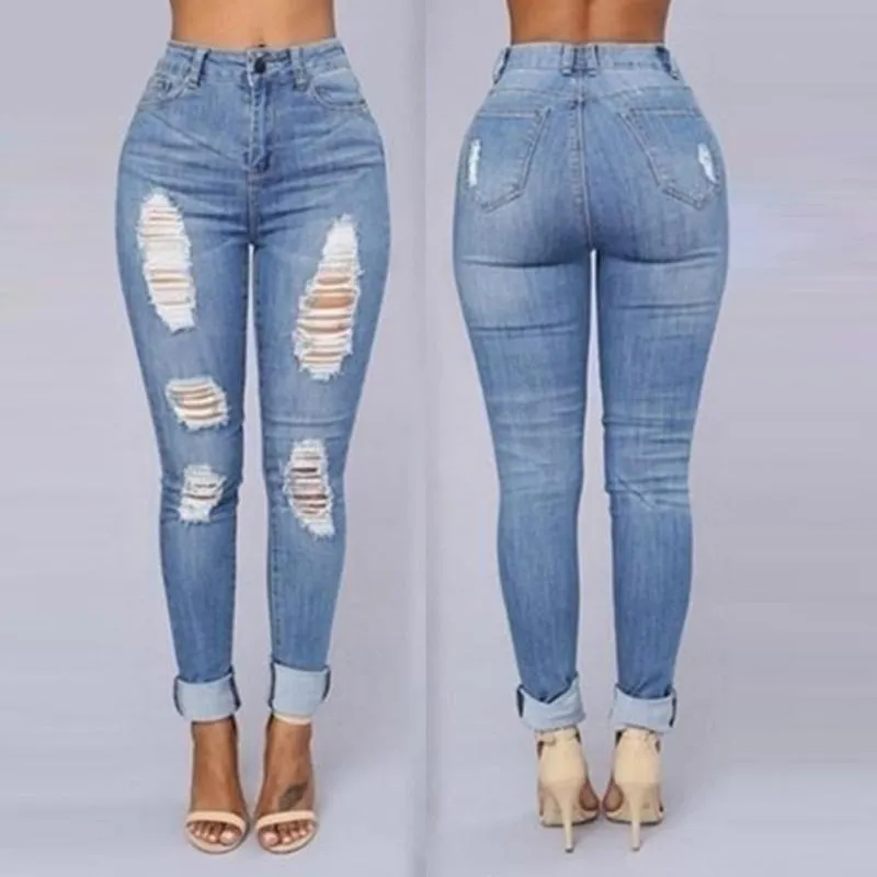 Wholesale 2017 Woman Hole Sexy Jeans Pant Femme Low Waist Ankle Length Cowboy Ripped Jeans For Women Female 2 334 DHgate