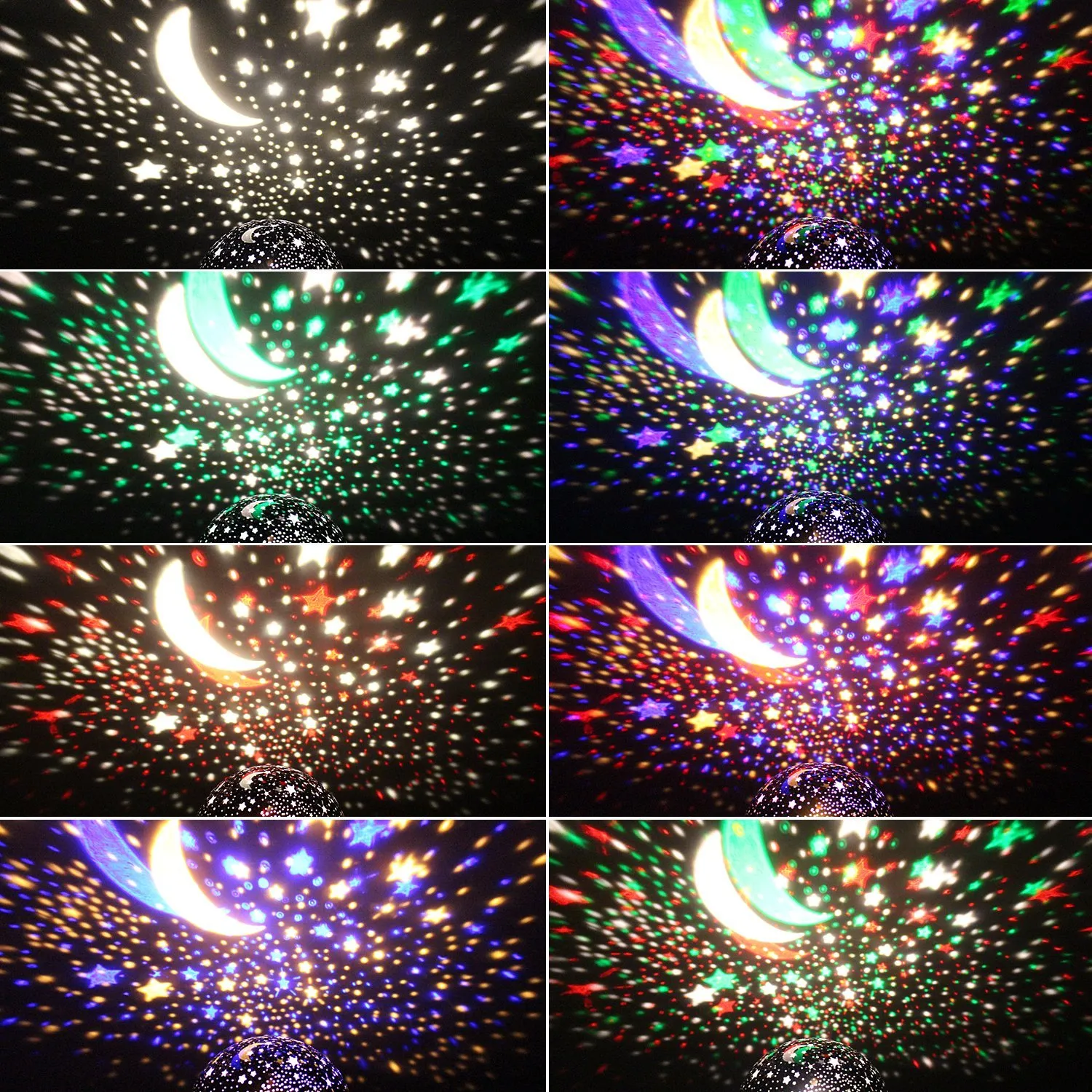 Luci notturne rotanti Lampada di illuminazione LED stellato Regalo di Natale bambini Proiettore di stelle lunari che cambiano colore bambini