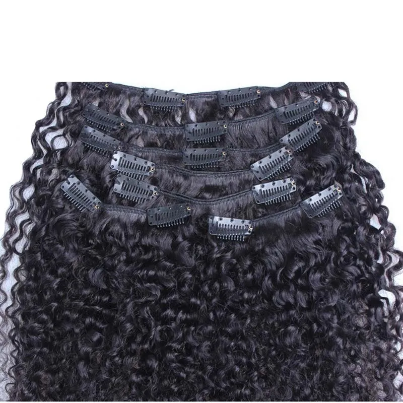 Clip boucly boucly mongol dans les extensions de cheveux 100g 4C pince à cheveux humains en extensions couleur naturelle