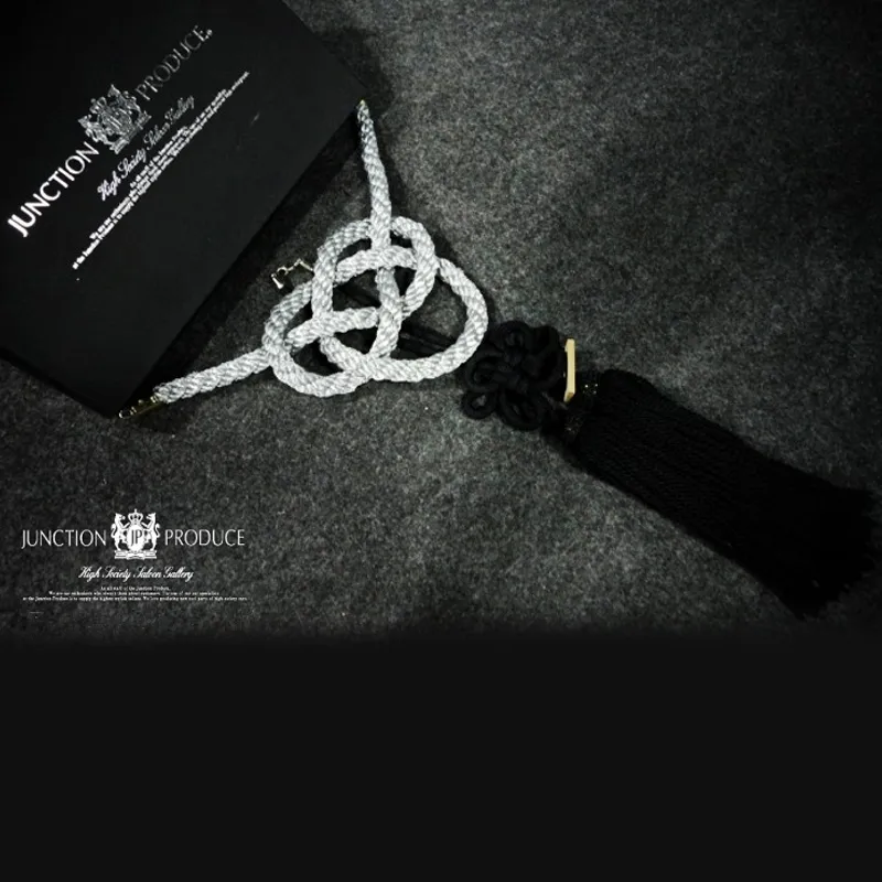 J01 X007 Car JDM JUNCTION PRODUCE Kin Tsuna Rope Large Silver With Kiku