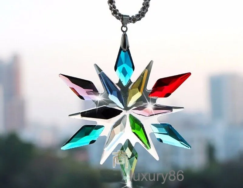 colorful snowflake crystal Car auto truck power decoration vip Charms Chain for Rearview Mirror 17cm