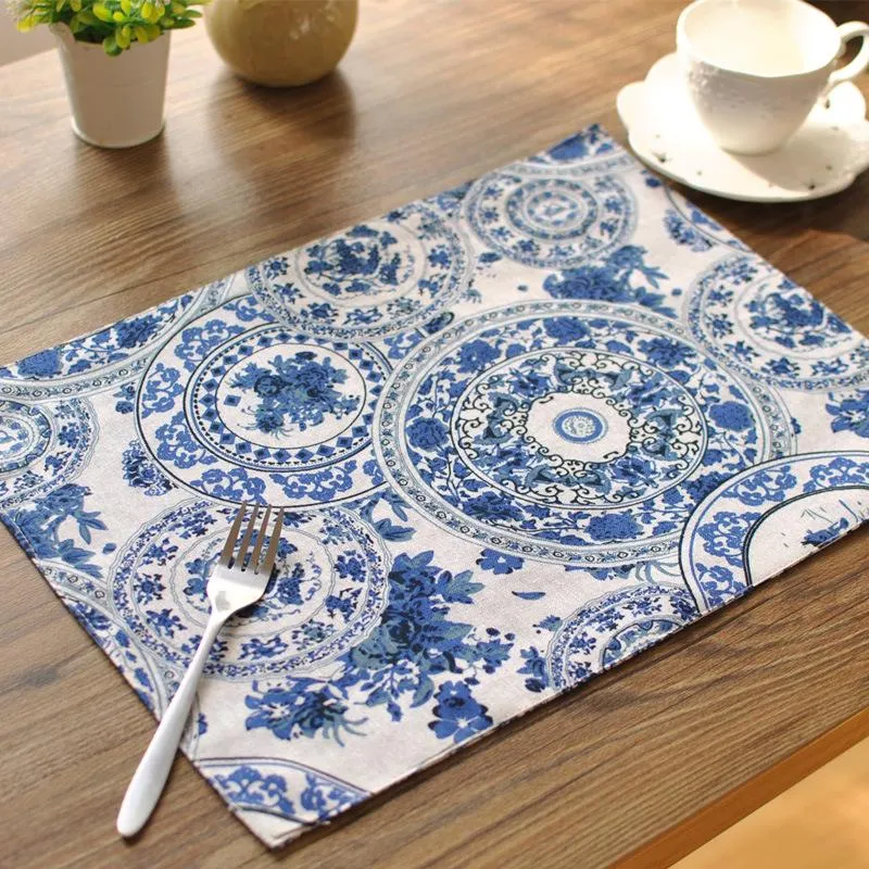 High quality table mats Tableware mats Pads Double thick table mat cotton orchid cloth placemat insulation pad Coasters napkin placemat