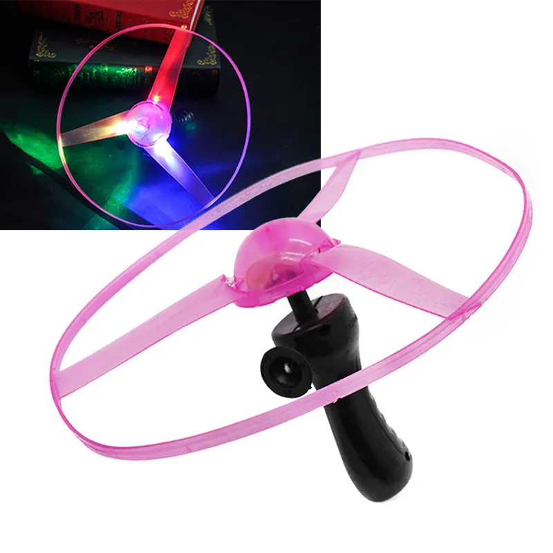 kids Lighting gift pull wire flash luminous flying toys 25 cm random LED light UFO children night fun