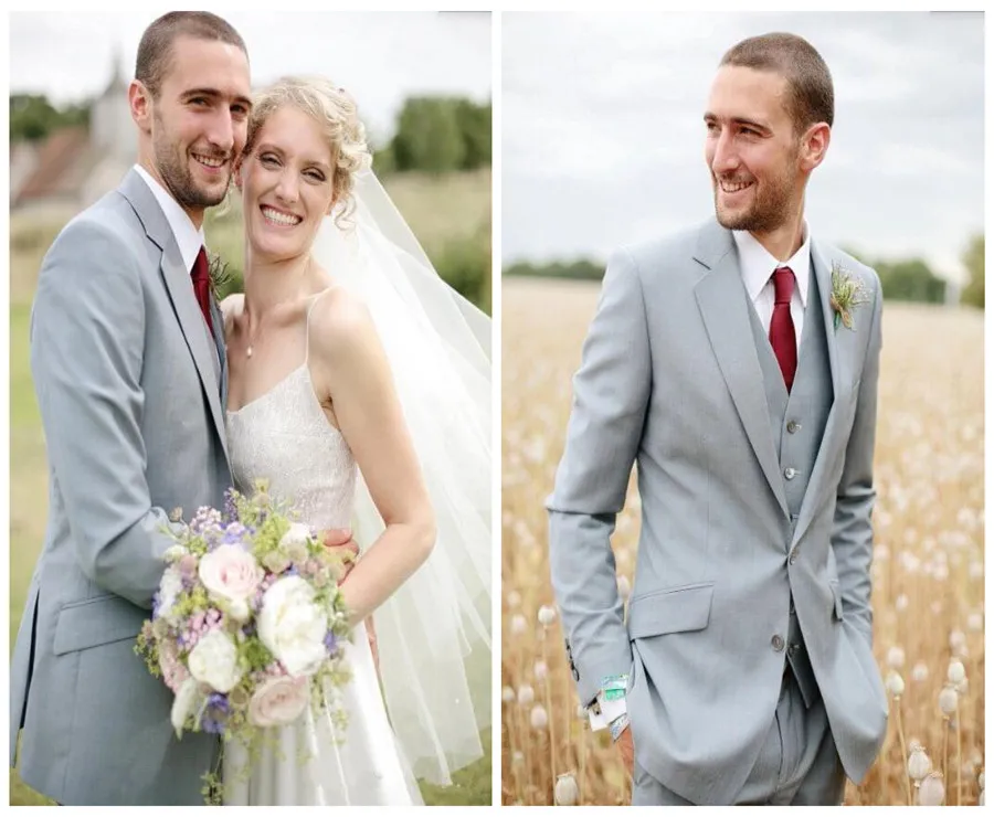Erkekler Suit çentik yaka Resmi Moda takım elbise son tasarım Yüksek Kalite erkekler düğün damat takım elbise smokin (Ceket + Pantolon + yelek)