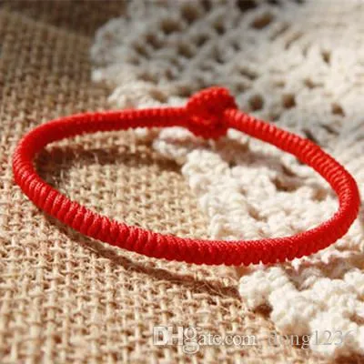 Saf el dokuması otantik Tibet tarzı dokuz King Kong tarafından düğüm çift Benming Çince düğüm kırmızı halat bilezik 3 MM 16.5 cm