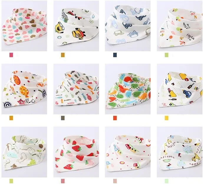 Baby bibs High quality Cartoon Character Animal Print baby bandana bibs triangle double layers cotton towel infant scarf