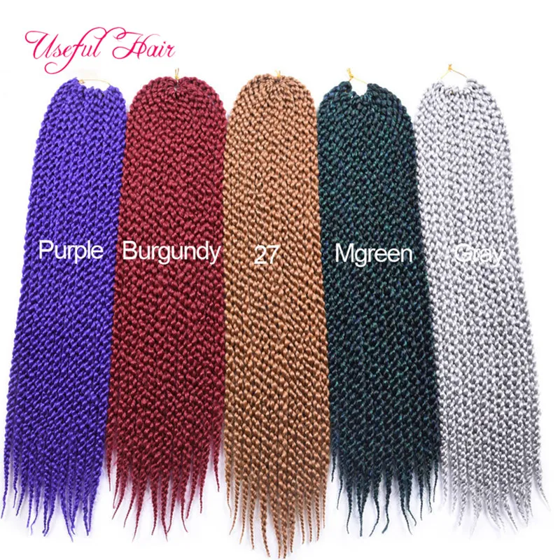 3D Cubic Twist Synthetic Szydełkowe warkocze Hair Extensions Ombre Splatanie Syntetyczne oplatanie Pudełko Włosów Braid Malibobo Pleciony w wiązkach