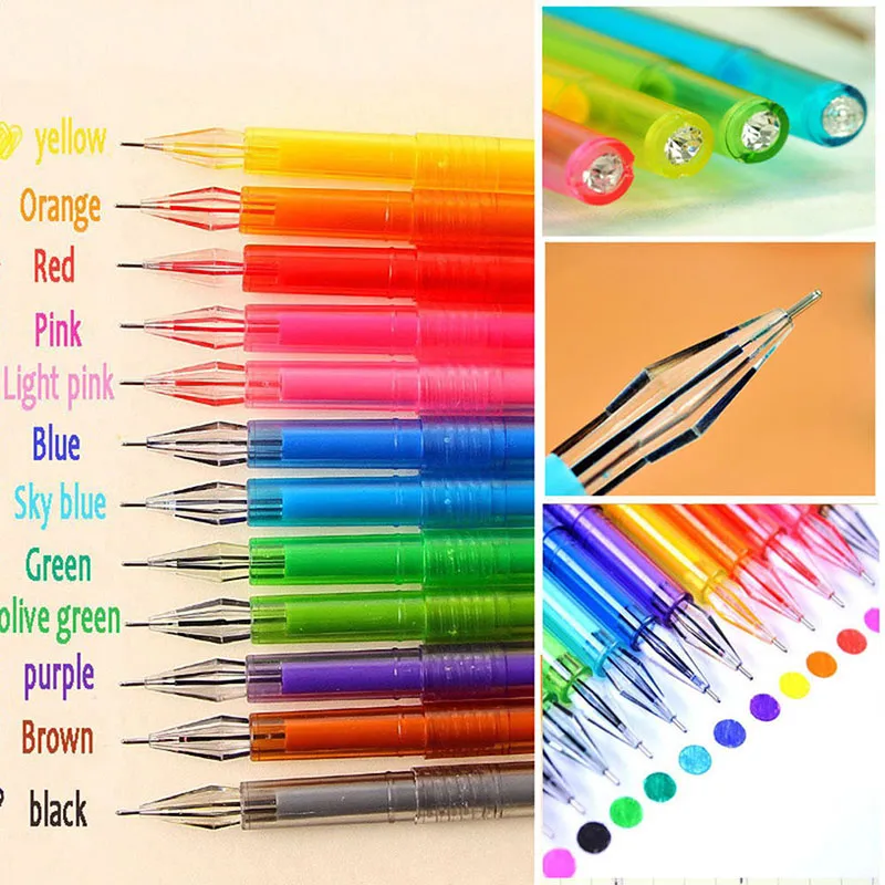 Wholesale 12 Candy Colored Diamond Rainbow Gel Pens Perfect School Supplies  And Student Gifts From Etoceramics, $3.24