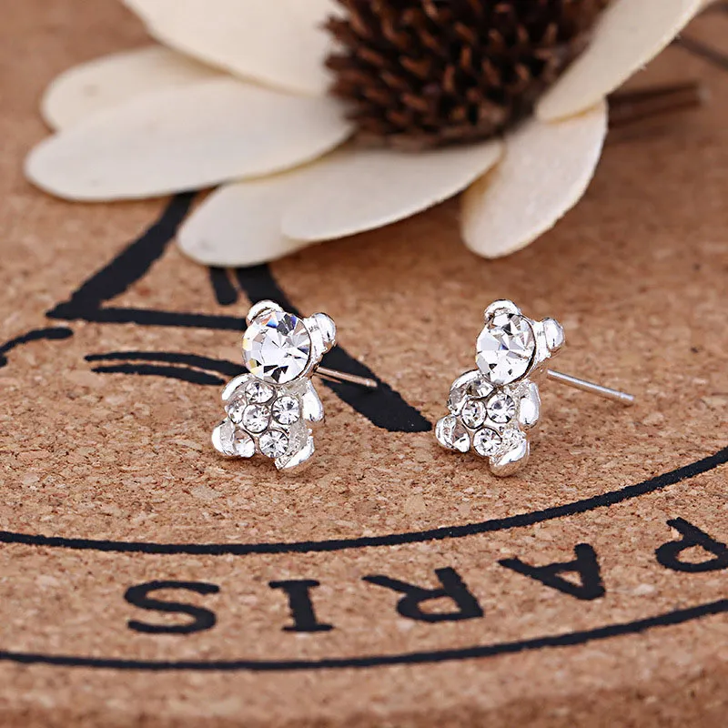 Nouveau 925 Silver Plt Simple élégant goujon boucles d'oreilles papillon dames femmes perle cz brillant cristal goujons boucles d'oreilles