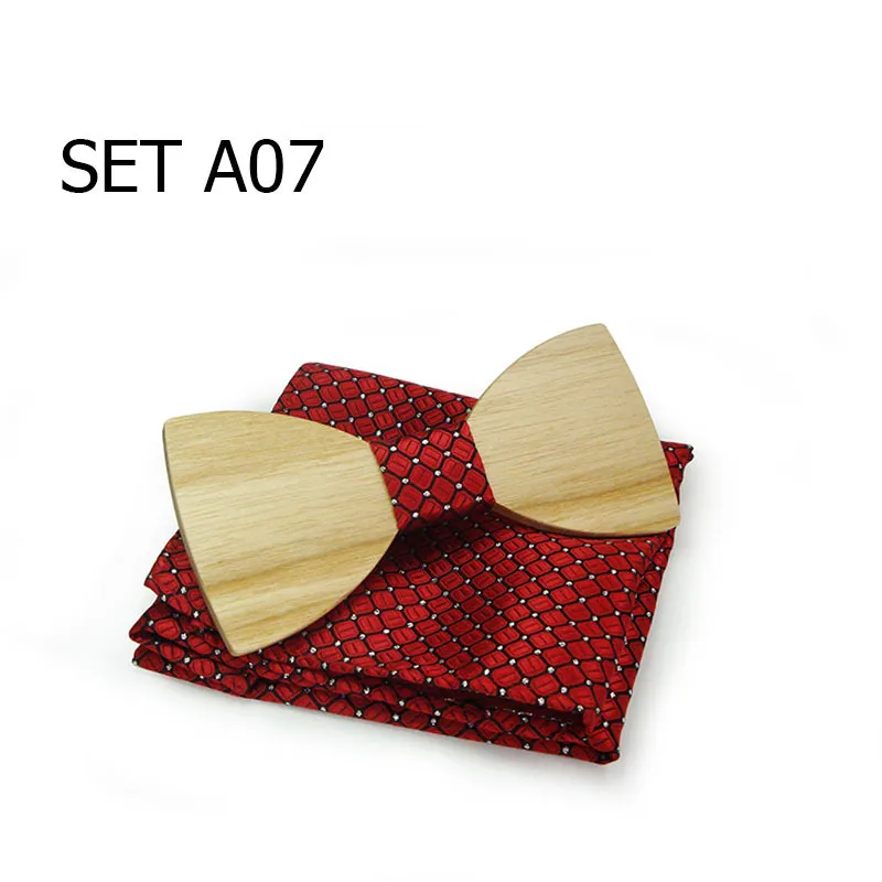الأزياء الخشب بووتي و hankerchief مجموعات 20 أنماط اليدوية خمر التقليدية bowknot للأعمال القوس التعادل 12 * 6 سنتيمتر للبالغين