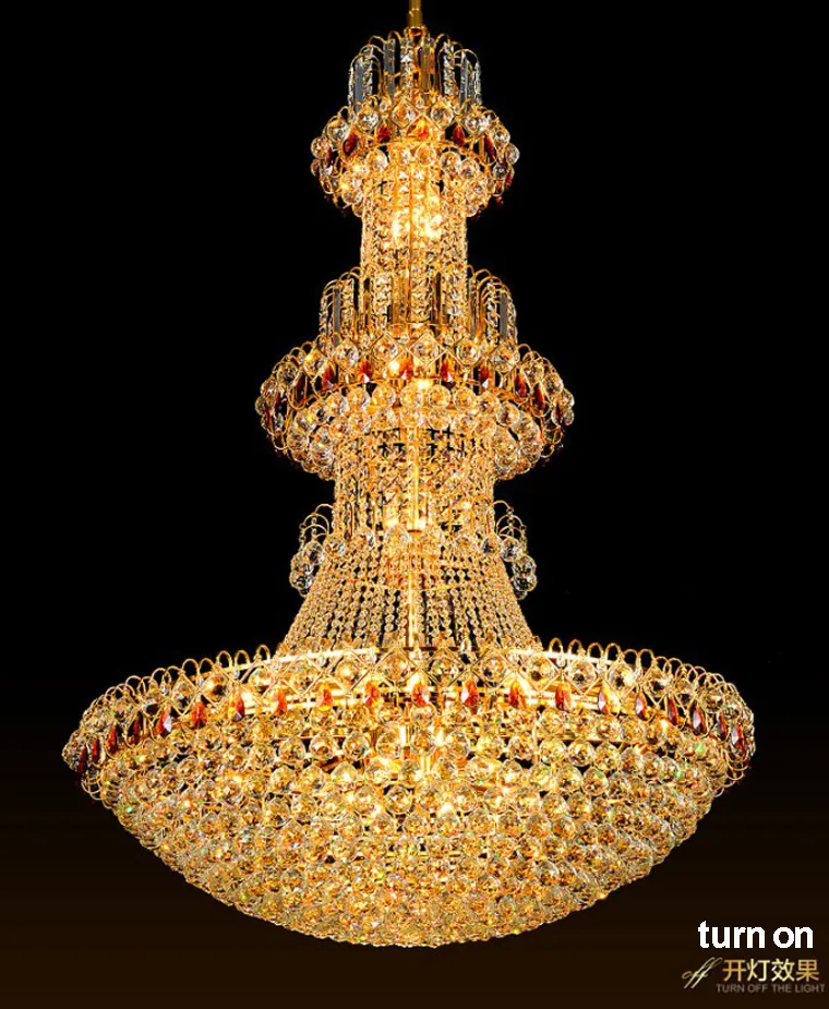 Złote Kryształowe Żyrandole Lampa LED Nowoczesne Kryształ Żyrandol Światła Oprawa Hotel Club Home Oświetlenie wewnętrzne Wiszące Lampy AC90V-260V
