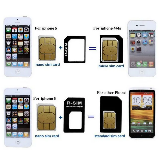 / * Noosy 4 iPhone Samsung SIMカードアダプタ用のマイクロSIMナノマイクロアダプタへの1ナノシムカード