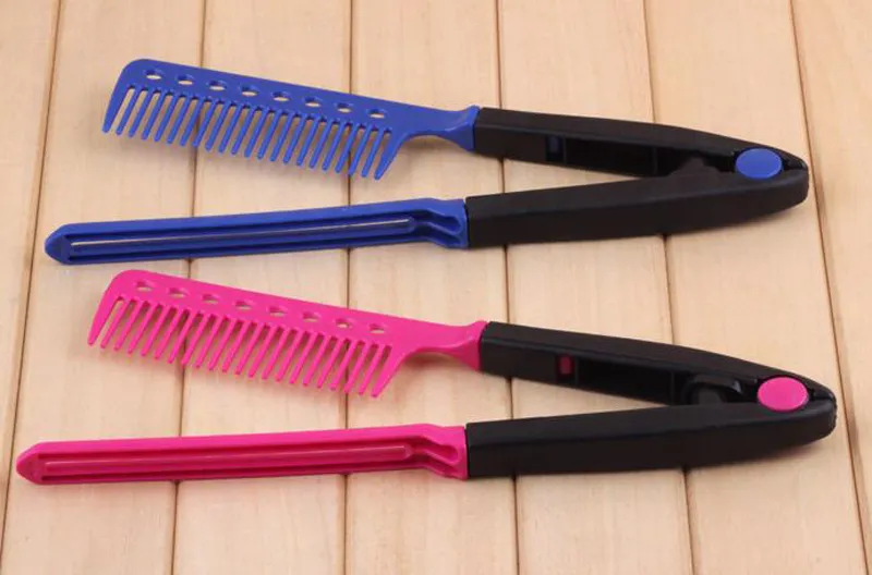 Fashion V Type Hair Straightener Comb DIY Salon Hairdressing Styling Tool Curls Brush Combs 6371478