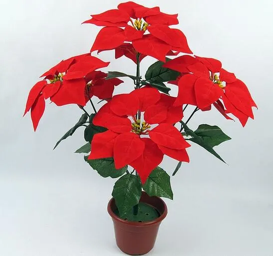 Simulering Julblomma Simulering Flannel Poinsettia Flower Golden Silver Julblomma