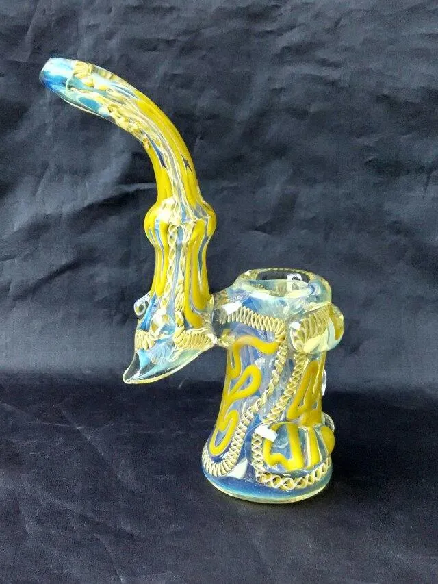 1 Stück Sherlock Heady Bubbler Pfeifen zum Rauchen von Kräutern, bunte Ölbunerpfeifen, gebogener Hals, Tabakpfeifen aus Glas