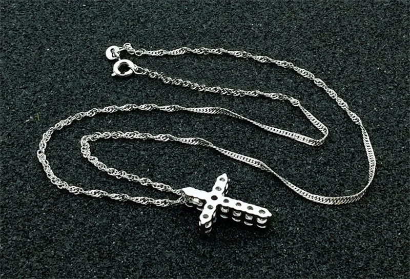 YHAMNI Luxus Original 925 Sterling Silber Kreuz Anhänger Halskette Prinzessin Luxus Diamant Halskette Anhänger für Damen und Frauen N10