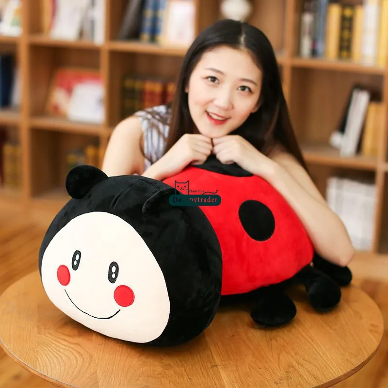 Dorimytrader 60 cm Big Lovely Anime Ladybird Plush Doll Soft Black and Red Worm Pillow Doll Animal Prezent dla dzieci DY617551934